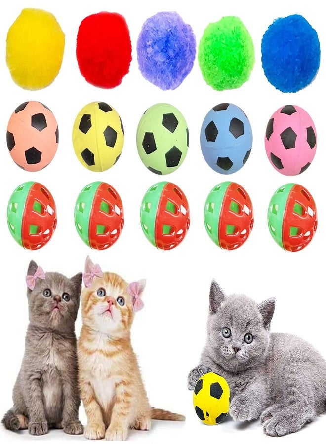 Allazone 35 PCS Cat Toys Balls Set, 7 Style Pompoms Kitten Toy Paper Balls Thread Ball, Foam Balls for Cats Colorful Rainbow Ball, Interactive Cat Toy for Cats to Play, Training - Image 2